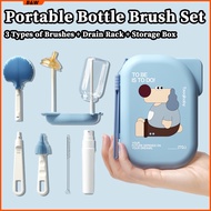 Portable Milk Bottle Brush Travel Milk Bottle Brush Set 6 In 1 Baby Bottle Brush Baby Travel Cleaning Supplies