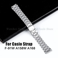 For Casio F-91W Band 18mm Stainless Steel Watch Strap for F105/108/A158W/168 AE1200/1300 Vintage Sma