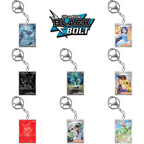 Pokemon Keychain Card Zekrom N Petilil Lilligant Meloetta Sv11B Black Bolt Anime Game Self Made Acry