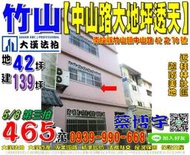 竹山法拍屋，【中山路大地坪透天】，近桂林社區，迦南美地園區，地址：南投縣竹山鎮中山路42之78號，28年屋/朝東北/地4