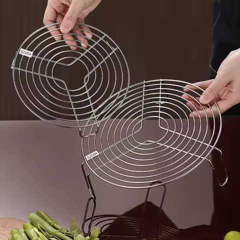 304 Stainless Steel Round Steamer Rack Kitchen Multifunction Pot Steaming Tray Dumplings Eggs Grill
