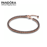 Pandora 14k Rose gold-plated bracelet with black crystal