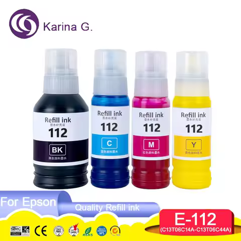 112 C13T06C14A T06C Premium Color Compatible Water Based Bottle Refill Pigment Ink for Epson Ecotank