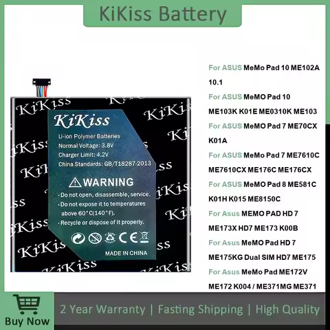 C11P1314 Rectangular Version C11P1304 B11P1405 Tablet Battery 5000-7300Mah For Asus Memo Pad HD K00a