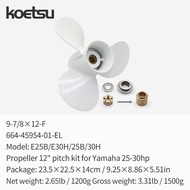 KOETSU Propeller Set 664-45954-01-EL 9-7/8×12-F For Yamaha 2-Stroke 25-30HP Outboard Motor, Complete
