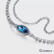 GIUMKA 白K飾-雙鍊手鍊幸福果實女手鏈層次 採用施華洛世奇水晶元素 精鍍正白K 單個價格 MH06015 藍色手鍊