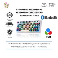 AULA F75 75% Wireless RGB Backlit Tri-Mode Gaming Mechanical Keyboard With Knob | Comic Keycap Reape