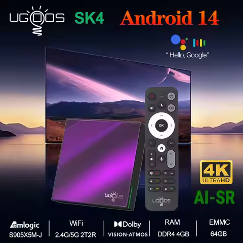UGOOS SK4 Amlogic S905X5M-J TV BOX Android 14 LPDDR4 4G64G Support Dolby Vison Dolby Audio AI-SR AV1