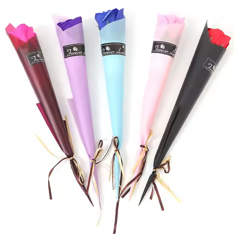6Pcs 4cm Rose Soap Flowers Artificial Bouquet Portable Soap Valentines'Day Mother's Day Gift for Hom