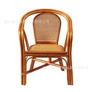 Real Rattan Chair Outdoor Leisure Balcony Small Rattan Chair Home Elderly Armrest Backrest Chair Rat
