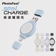 【PhotoFast】SPIN Charge 疾速雙頭充 Apple Watch 手錶磁吸無線充電器 (USB及Type-C雙頭) 藍色