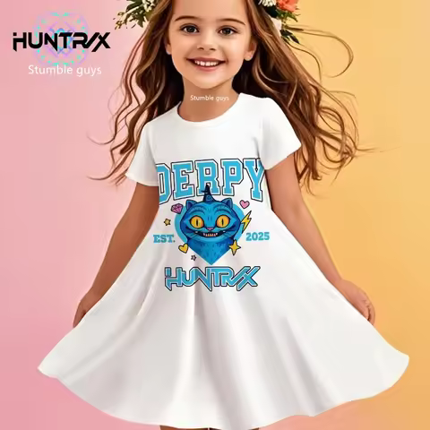 Girls Kids Demon Hunters Kpop Dress Summer Anime Cartoon Fun Princess Beach Sundress Casual Sleepwea