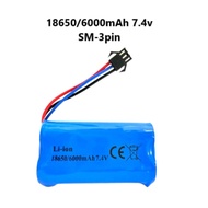 Li-ion 18650 6000mAh 7.4v with SM-3pin Battery Rechargeable for RC Toys Bateri Kereta Mainan