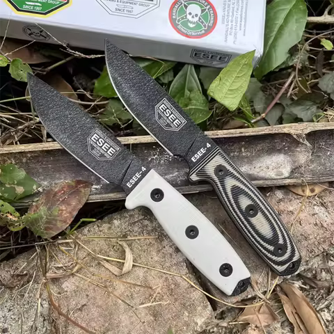 ESEE-4 Straight Knife with Kydex Sheath High Hardness Multifunctional Outdoor Portable Camping Cutti