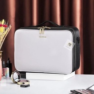 Cosmetic Bag PU Leather White Large Capacity Waterproof Storage Portable Makeup Artist Toolbox