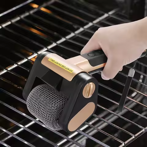 Bristle-Free Spinning Grill Brush Electric Rechargeable BBQ Grill Brush with 350 RPM Stainless Rolle