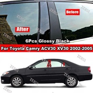 ZR For 6Pcs Car Window Door Column B C Pillar Post Cover Trim For Toyota Camry ACV30 XV30 2002-2005 