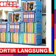 MERAH Bookshelf 3 Sides 9 Spaces / Stacking Versatile Portable Bookcases - Pink
