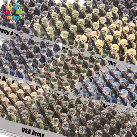 Kids Toys WW2 Military Army Building Blocks US Soviet China UK Soldiers Mini Action Figures Toys For
