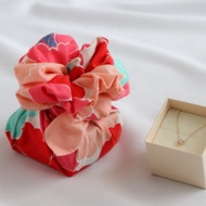 京都風呂敷包巾-姬 中巾-牡丹-紅(有機棉)