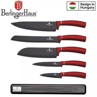 (BH-2534A) Berlinger Haus 6pc Knife Set with Magnet Bar - Red Metallic Line