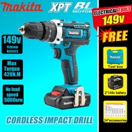 Makita Cordless Drill 149V Rechargeable 2 Lithium battery Drill Bit Set for Metal Wood and Concrete 