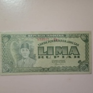 Uang Kuno Kertas ORI II th 1947 Uang Lama Bung Karno Rp 5 Rupiah Hijau