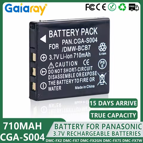 1-5Pcs CGA-S004 S004A S004E DMW-BCB7 Camera Battery For Panasonic Lumix DMC-FX2 DMC-FX7 DMC-FX2GN DM