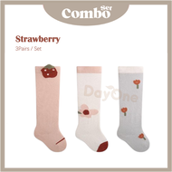 Day One 🍃【0-12M】3Pairs Cotton Baby INS Style High Sock & Long Shoe Sock Stokin Panjang Bayi