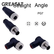 GREATAT M12 Sensor Connector, Sensor Plug Connector M12 Aviation Plug, PG7 M12 Sensor Cable Connecto