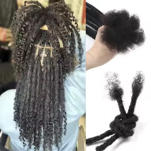 Dreadlock Extensions Real Human Hair For Man/Women Permanent Loc Extensions 60 Strands 6-14 Inch Bra