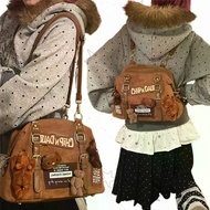 Original Homemade Bear Backpack Cute Cartoon Backpack Y2K Suede Melade Commuter Shoulder Tote Bag