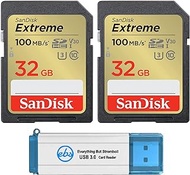SanDisk 32GB Extreme SD Card (2 Pack) SDHC Memory Cards Compatible Browning Defender Pro Series Trail Cameras (SDSDXVT-032G-GNCIN) Bundle with (1) Everything But Stromboli 3.0 Micro &amp; SD Card Reader