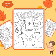Set of 37/20/10 coloring pages, coloring pages for children with Pokemon Gengar, Gyarados, A4, A5 re