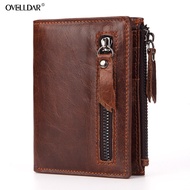New Brand Genuine Cow Leather wallet RFID Men's short wallet Zipper bag Vintage Man Purse Business Male Wallet SarahMi