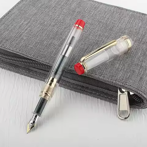 Luxury Jinhao 82 Fountain Pen Transparency Acrylic Pen Spin Golden EF F Nib Business Office School S