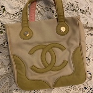 Chanel 棉花糖雙色CC標誌帆布手提包 托特包l vintage bag