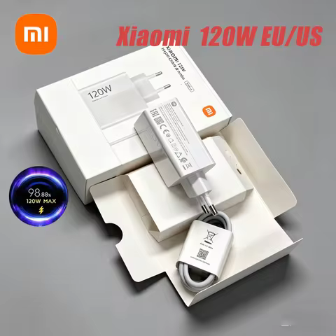 Xiaomi 120W Charger Turbo Charge EU US Adapter 1M 6A Usb Type C Cable For Poco X5 X4 F5 Pro Mi 13 12