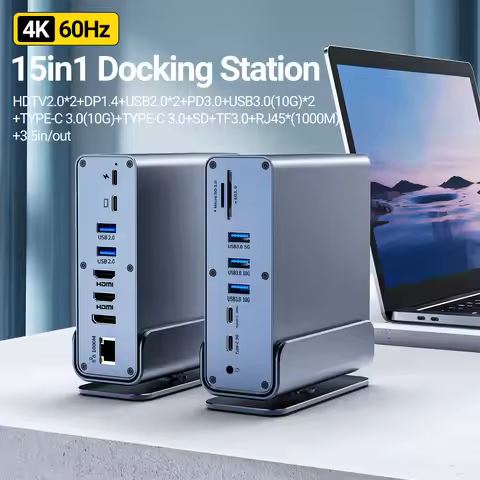 15 IN 1 Docking station HDMI2.0*2+DP1.4+USB3.0(10G)*2+PD3.0+USB3.0+USB2.0*2+C3.0(10G)+C3.0+SD/TF3.0+