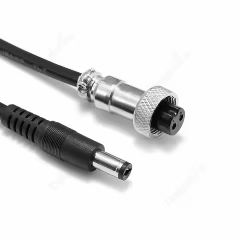 GX12-2 2pin Female Plug To 5.5 2.1mm DC Adapter 18AWG 1.5M Extenion Cable Aviation Cordset Panel Mou