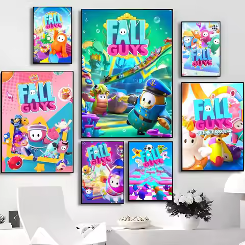 Fall Guys Classic Vintage Posters Decoracion Painting Wall Art White Kraft Paper Kawaii Room Decor