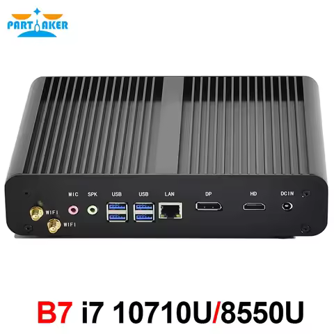 Fanless Mini PC Intel Core i7 10710U i7 8550U 1165G7 Desktop PC Windows 11 2*DDR4 M.2 NVMe+Msata+2.5