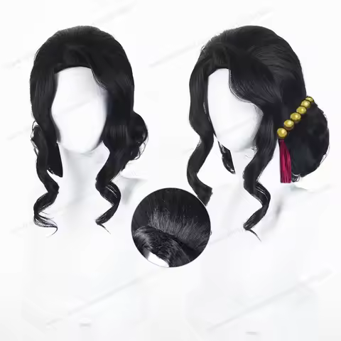 Kibutsuji Muzan Cosplay Wig 38cm Short Black Women Hair Anime Cosplay Wig Halloween Heat Resistant S