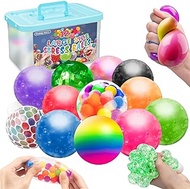 12 Pack Large Fidgets Stress Balls for Kids Adults, Squishies Ball Toys Pack, Stress Relief Sensory Stress Ball for Autism, ADD, ADHD, Squishy Toys Gifts for 3 4 5 6 7 8 9 10 Boys Girls