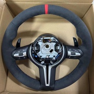 For BMW 3 /5 Series Full Alcantara Leather Steering Wheel With Paddles Button Assembly Accessories
