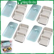 WIN Stainless Steels Snacks Container 2 Compartment Lunch Box with Lid Condiment Lunch Container  Se