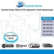 Crystal Clear Glass Fish Tank Aquarium Aquascape Kaca 60cm / 50cm / 40cm / 35cm / 30cmm