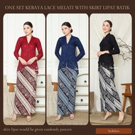 (ONE SET) Bycikdara Kebaya Lace Melati Set Skirt Lipat Batik | Kebaya Lace Bali Melati | Kebaya Indo