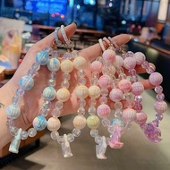 phone charm phone charm strap Cartoon Cartoon Mobile Phone Chain Beaded Carousel Keychain Phone Case