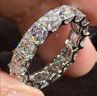 Custom Solid 18K White Gold Women Ring Moissanite Diamonds Princess Square Wedding Party Engagement